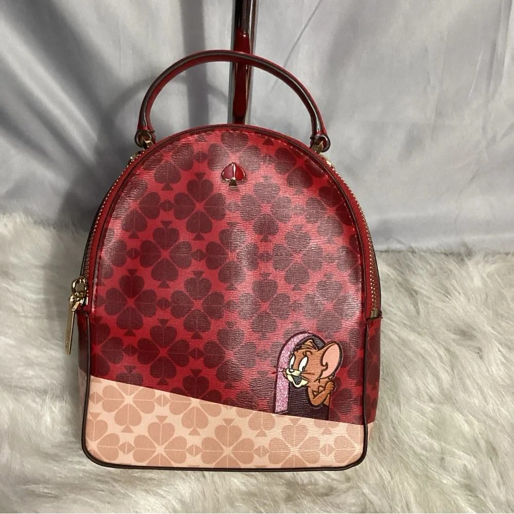 Kate Spade x Tom & Jerry Convertible Red Leather Mini Backpack EUC - Picture 15 of 15